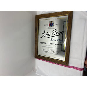 Vintage John Begg Blue Cap Scotch Whisky Mirror Sign 12 X14